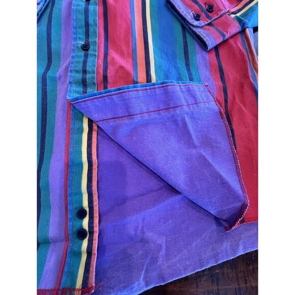 Wrangler Vintage Brushpopper Button Shirt Mens X Long Tail Sz 16-34 Stripes - Picture 6 of 7